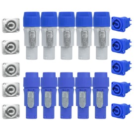 10 Set Powercon Connector IN and Out, Powercon Type A Audio Speaker Plug Kit Nac3Fca+Nac3Mpa-1 Chassis Plug Adapter Male Female Head Connectors for Stage Light LED Screen Audio Equipment