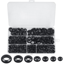 260 Pcs Rubber Grommet Kit, 7 Sizes Electrical Grommets for Wires and Cables Heavy-Duty Firewall Hole Plugs for Automotive, Plumbing, and Home Wiring Protection-Black