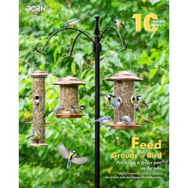 iBorn Metal Bird Feeder for Outside 10Port,2.8lb,p
