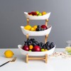 YYW 3 Tier Fruit Basket, White Ceramic Fruit Bowl for