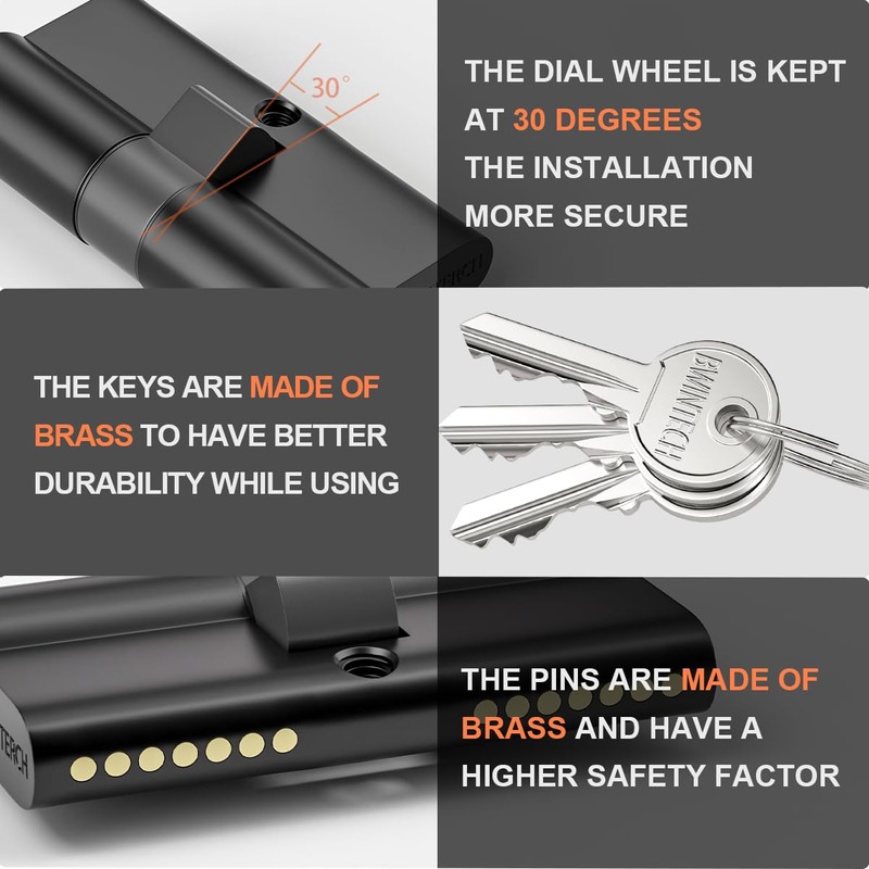 Bwintech 100mm (45/55) Black Cylinder Lock with European Cylinder Lock