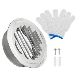 PATIKIL 4.5" Round Soffit Air Vents, Stainless Steel Louver Grille Vent Cover Screen Mesh Air Outlet for Kitchen Bathroom Wall Ceiling Floor Ventilation