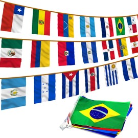 Anley Latin America 21 Countries String Flags - Assorted Latino Flag Banners for Heritage Hispanic Month International Events Conference Party Decoration Sports Bars - 30 Ft 21 Flags