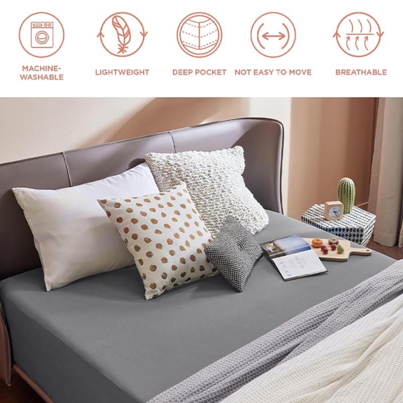 SSW HOMES Fitted Sheet Extra Deep 40cm, Brushed Microfiber Breathable