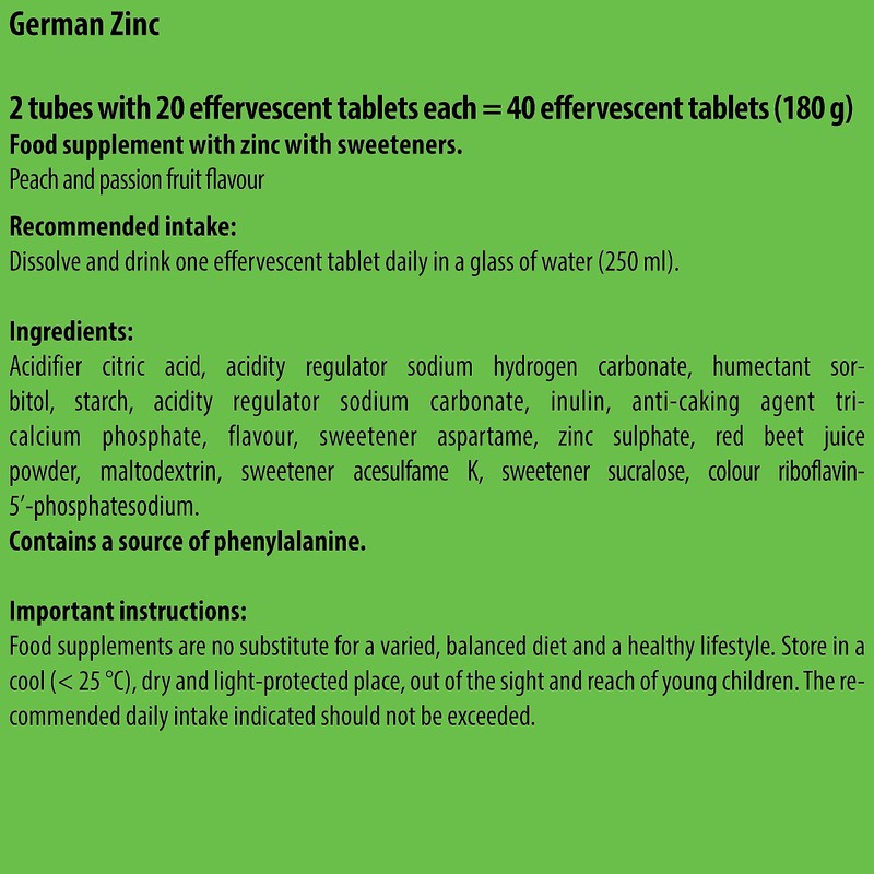 Zinc 5 mg - 2 x 20 effervescent Tablets -