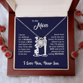 [Almost Sold Out] Mom - Loved Mother - Necklace mom gift - Style: 14K White Gold Finish, Gift Box Style: Two Tone (-$20)