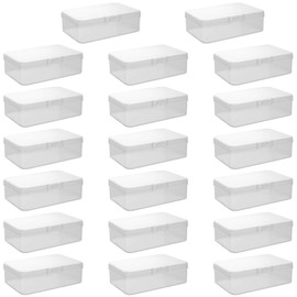 YUENPUN 20 PCS 8.5 x 5.5 x 2.5cm Mini Clear Plastic Beads Storage Box, Clear Plastic Rectangular Storage Boxes, Small Transparent Plastic Container, Clear Plastic Boxes with Lids for Small Items