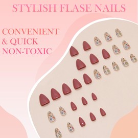 24PCS Wheat Color Press On Nails - Short Almond Shape False Nails For Women - Elegant French Tip Design Glossy Reusable Stick On Set Full Cover ABS Material DIY Acrylic Look Manicure Kit