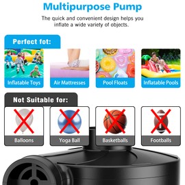 Electric Air Pump for Inflatables,Portable Quick-Fill Air Pump with 3 Nozzles,110V AC/12V DC,Inflator & Deflator Pumps for Outdoor Camping,Air Mattress Beds,Boats,Inflatable Cushion,Couch,Pool Floats