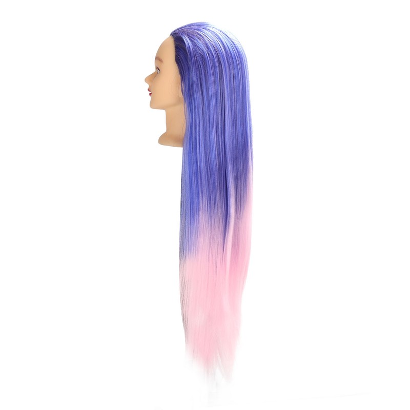 Mannequin Head Blue Pink Gradient Color High Temperature Synthetic Hair