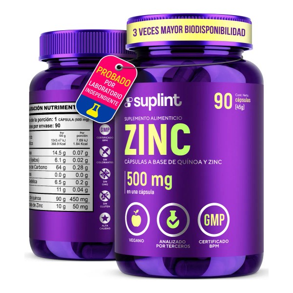 Zinc 50mg Gluconato con Quinoa Cpsulas de Zinc y Magnesio,