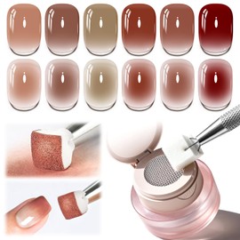 JODSONE 6 Colours Pat Painting Gel Nail Polish Set for Colour Gradient Nail Design, Painting with Manicure Pen and 50 Nail Sponges