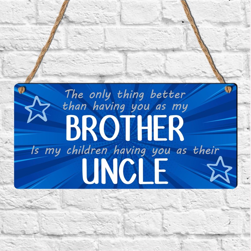 Pixie's Gifts Best Brother Uncle Birthday Gift Wooden Blue Plaque