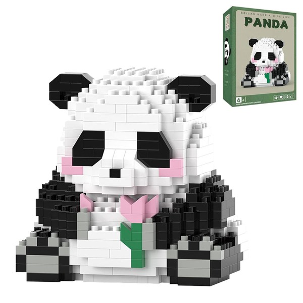 EnixwH Panda Building Blocks Set, 487 Pieces, Mini Building Blocks,