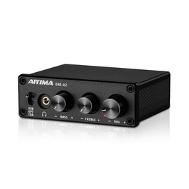 AIYIMA DAC-A2 Amplificador de auriculares DAC con controles agudos de graves PC-USB/entradas ópticas/coaxiales, RCA/3.5mm Auriculares Ouput Digital a Analog Desktop Audio Converter 5V 24Bit 192kHz