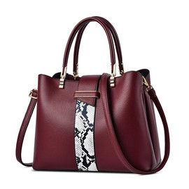 FOLOVEYA Elegant Women Handbags Ladies Top Handle Bag Stylish Plaid Pattern Satchel Shoulder Bags Casual PU Leather Tote Bag Crossbody Bag for Work Shopping Travel Dating Red