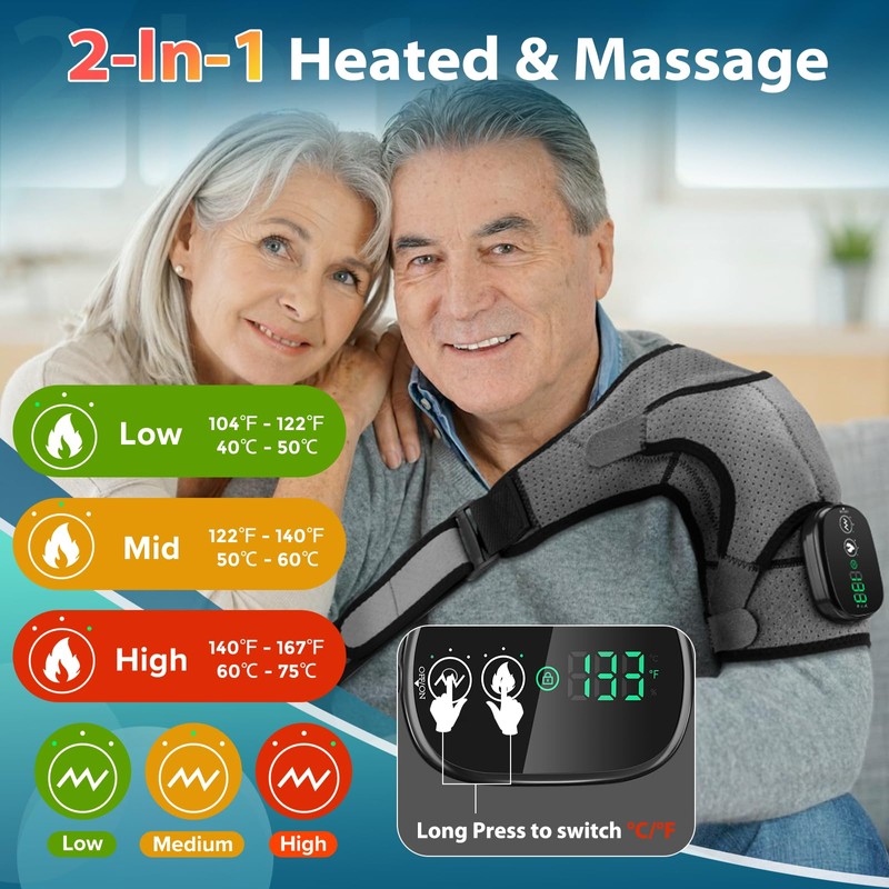 Shoulder Heating Pad, Heated Shoulder Wrap with Massage, Heated Shoulder