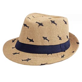NICEYEA Children's Boys Panama Hat Topper Sun Hat Summer Hat Beach Hat Straw Hat Jazz Hat Sun Protection UV Protection Outdoor Hat 6-13 Years, brown