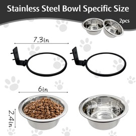 Hamiledyi Wall Mounted Dog Bowl 2 Pack Elevated Dog Bowls Raised Dog Food and Water Bowls Adjustable Heights Hanging Stainless Steel Pet Bowls with Collapsible Stand Holder for Medium Large Dogs Cats