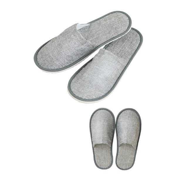 ZEN-IN Disposable Slippers, For Travel, Indoor Visitors, Portable, School Events, Occupational The Recommended, High Quality, Individual Packaging, Unisex, Cotton Linen Gray 50 Pairs