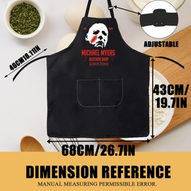 CMNIM Horror Michael Cooking Apron with Two Pockets Horror Movie Merchandise Inspired BBQ Kitchen Adjustable Apron for Fans (Horror Michael Cooking Apron)
