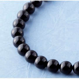 Formal Onyx Necklace, New Jet Black Version, Women's, 0.3 inch (8 mm), Total Length 16.5 inches (42 cm), Made in Japan, Deep Jet Black Glossy Ball, For Vigorous Nights, Funerals, First Anniversary