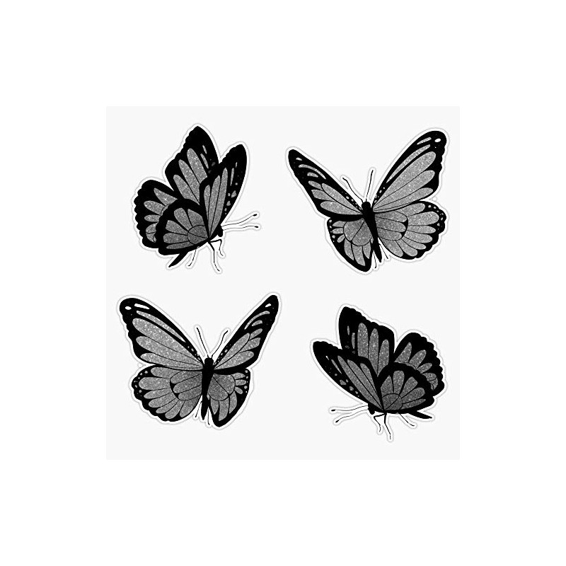 Silver Glitter Butterflies Bumper Sticker Window Vinyl Decal 5"