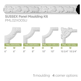 Ekena Millwork PML02X00SU Sussex Floral Panel Moulding Panel Moulding, 2"H x 7/8"P x 94 1/2"L, Primed