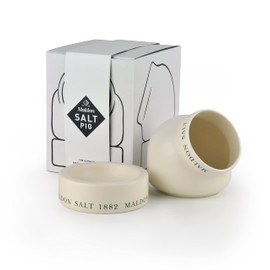 Maldon Salt - Ceramic Salt Pig Set with Pinch Pot | Made of Quality Ceramic with a Classic Design | Perfect Addition to The Kitchen or Dining Room | Cream