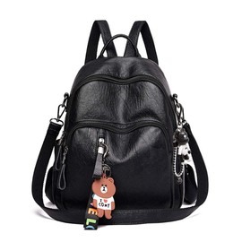 AINUOEY Women's Backpack Bags Women Elegant Bag City Backpack Handbag Vintage PU Leather 76656 1-Piece Set, black, Adjustable strap