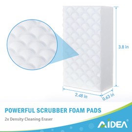 AIDEA Magic Sponges Cleaning Eraser, 12 Pads Multipurpose Sponge for Household, Powerful Scrubber Foam Pads for Multi-Surface Cleaning: Furniture, Bathroom, Sink, Floor, Baseboard, Wall