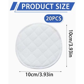 TPZORJX Pack of 20 Nursing Pads, Washable, Skin-Friendly Pads, 3 Layers, 10 cm, Reusable Nursing Pads, Leak-Proof, Absorbent & Ultra Soft for Breastfeeding