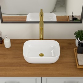Logmey Vessel Sink Oval 14x10 Inch Bathroom Sink,Rectangular Modern Above Counter Bathroom Sinks White 19 Inch Porcelain Ceramic Vessel Vanity Sink Art Basin
