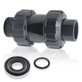 1 1/4 inch PVC True Union Check Valve, 1-1/4-Inch Slip Swing Full Port Utility Check Valves, Sch80 Socket Pool Ball Check Valve for Backflow Prevention Irrigation Systems