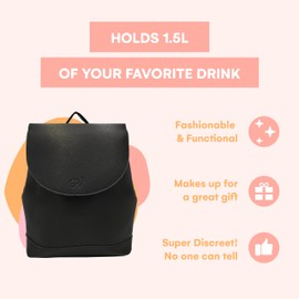 PortoVino Tokyo Backpack - Fashionable Wine Backpack with Hidden Spout, Insulated Drink Purse Compartment, Holds 2 bottle of Wine! Wine Gift! Perfect for Traveling, Concert, Bachelorette Party!