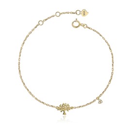 Meissa Tree of Life Bracelet for Women Gold Charm Bracelets 925 Sterling Silver Adjustable Hand Chain Cubic Zirconia Link Bracelet Birthday Christmas Gifts, Gold