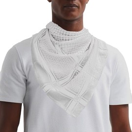 Desert Dress Shemagh Scarf - Palestine Supporter All Plain White Checkered Stylish & Versatile Fashion Neck Shawl for Men & Women of All Ages FBA