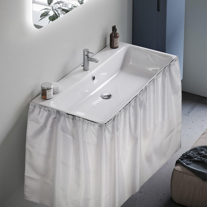 2 Pack Fabric Sink Skirt Diamond Bathroom Stitch Under Sink