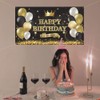 Happy Birthday Backdrop Banner Extra Large Black and Gold, Hanging
