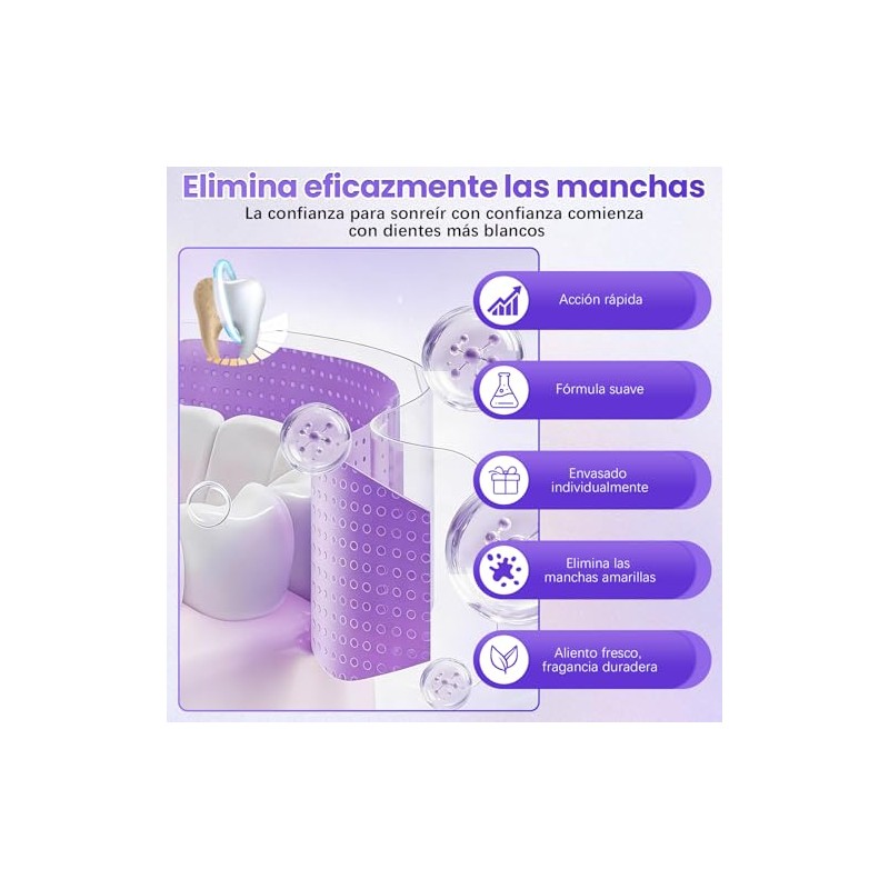 Purple Teeth Whitening Strips, Pack de 2 Cajas × 14