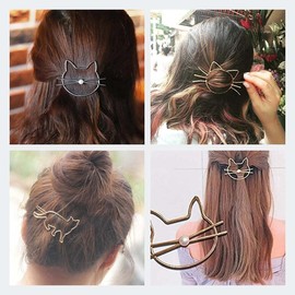 Leiothrix Hair Clip Golden Cat with Pearl for Women and Girls Apply to Party and Casual