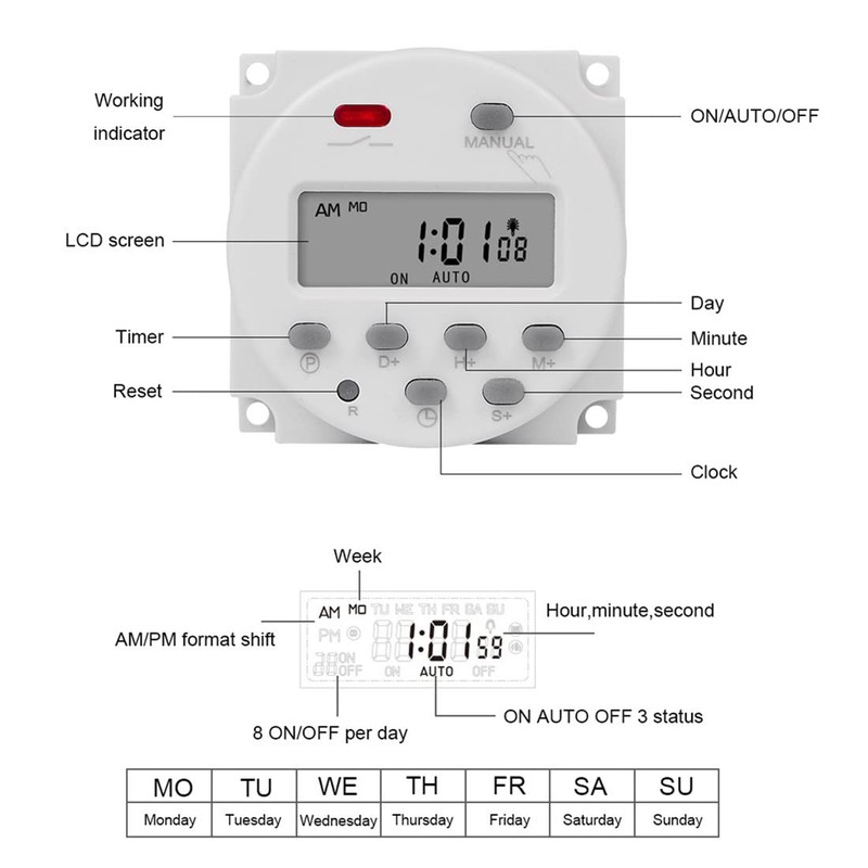 CN101S 1 Second Interval 5V 12V 24V 110V 220V Digital
