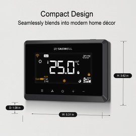 SASWELL Smart WiFi Thermostat for Home, Programmable Thermostat 3H/2C for Heat Pump & Conventional Systems, Tuya App Control, Compatible with Alexa & Google Assistant