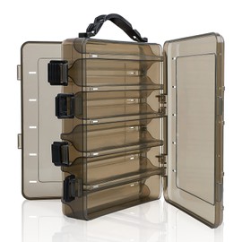 Realure 10 Compartments Double-Sided Bait Box Fishing with Carry Handle, 4.5 x 17 x 20 cm Small Bait Boxes Fishing, Sea Fishing Wobbler Box, Fishing Box for Artificial Bait, Wobbler Bait, Rubber Fish Bait
