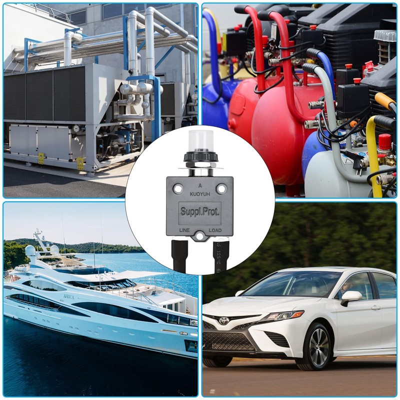 Push Button Circuit Breaker 20Amp, Briidea Fuse Tester Manual Reset