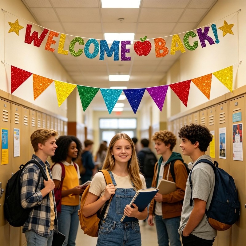 Glitter Welcome Back Banner Glitter Pennant Banner for Welcome Back