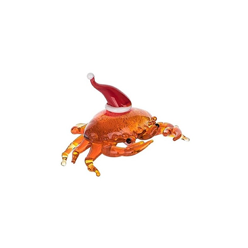 Beachcombers B22421 Figura de cristal de cangrejo navideño, 7 cm