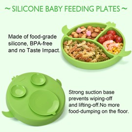 PARENTCARE Baby Feeding Set, Infant Training Self Eating Utensils Set with Suction Plates, Adjustable Bibs, Forks and Spoons,Baby Gift Set