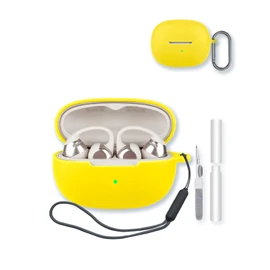Case for SHOKZ OpenDots ONE Earbuds,Soft Protective,BOVUGAC Silicone Case Cover with Keychain & Cleaning Kit & Lanyard for SHOKZ OpenDots ONE E310 Accessories-Yellow