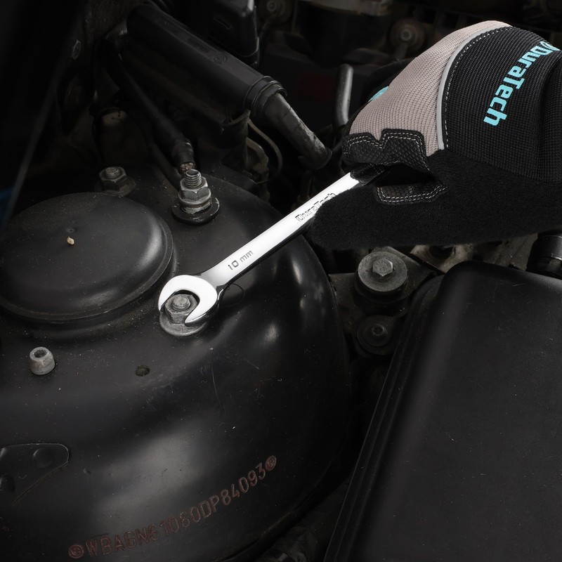 DURATECH 10mm Ratcheting Combination Wrench, Metric, 72-Tooth, 12-Point, CR-V Constructed